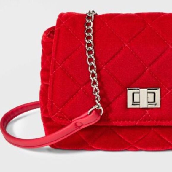 Girls' Quilted Velvet Crossbody Bag New! - Picture 10 of 10